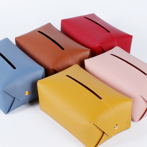 Nordic ins creative leather tissue box home living room high-end tissue box car high-end paper tissue box simple