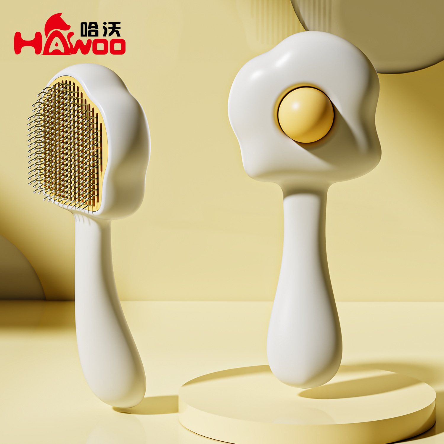 Pein de autolimpieza de mascota original, huevo de estilo de gato, cepillo depilación de botón grande, pein de masaje para eliminar el pelo flotante, artefacto mágico