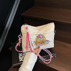 日本刺繍ケーキクロスボディバッグボールチェーン環境に優しい収納袋防水ナイロン甘くてかわいいショルダーバッグ