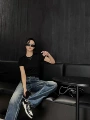 Black - Women's Ribbed T-Shirt