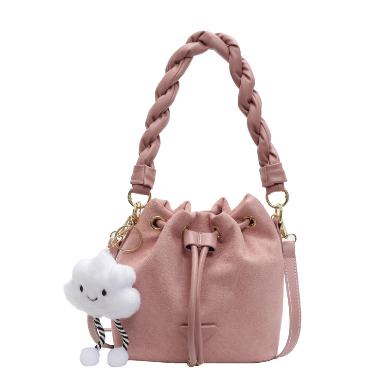 Moda esmerilado diseño de la abertura de la bolsa de cubo de mano mujer otoño y invierno 2025 nuevo estilo popular bolso de hombro universal