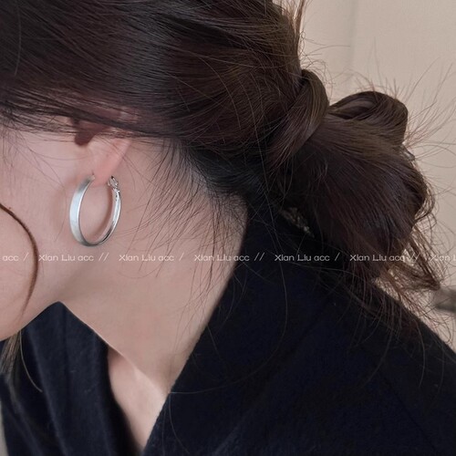 Metal Earrings Frosted Hoop Earrings 2025 New Hot Style Unisex Simple High-end Commuting Personalized Earrings
