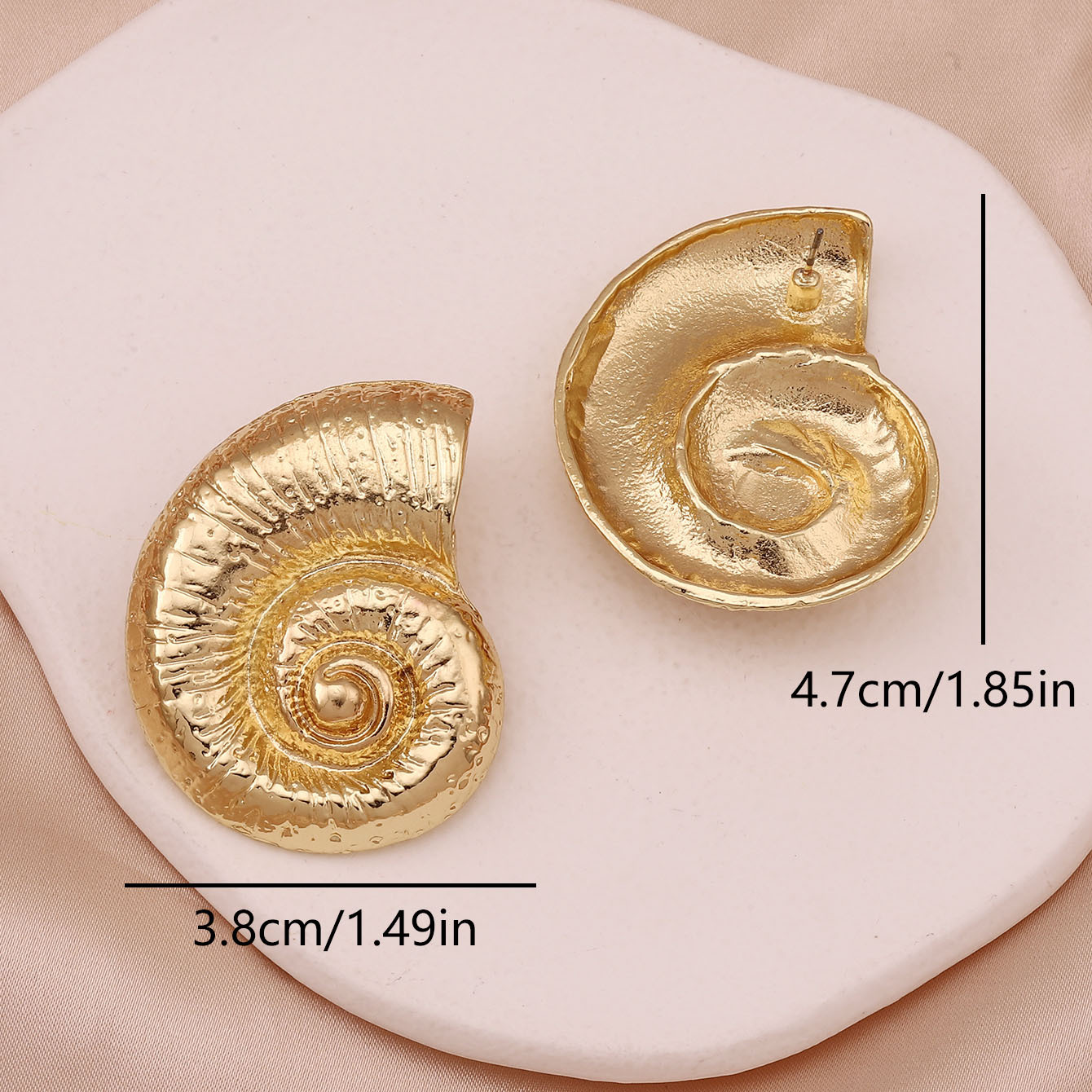 37g Weight Ear Studs Classification 1 Pair Vintage Style Conch Plating Zinc Alloy Ear Studs
