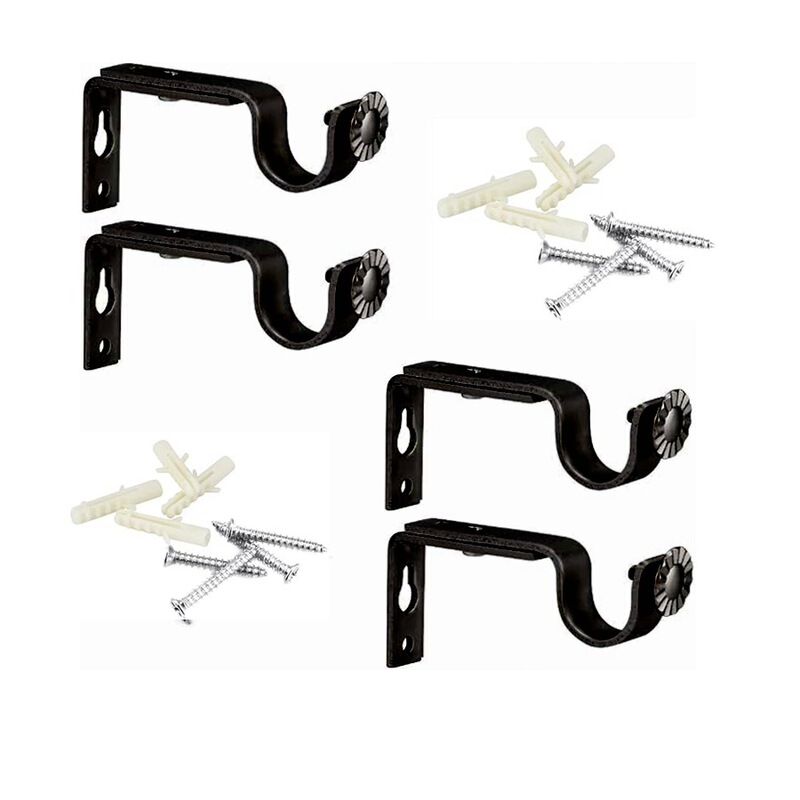 Cross-Border Curtain Black Retractable Bracket Curtain Rod Fixing Accessories Bracket Roman Rod Iron Base Bracket Window