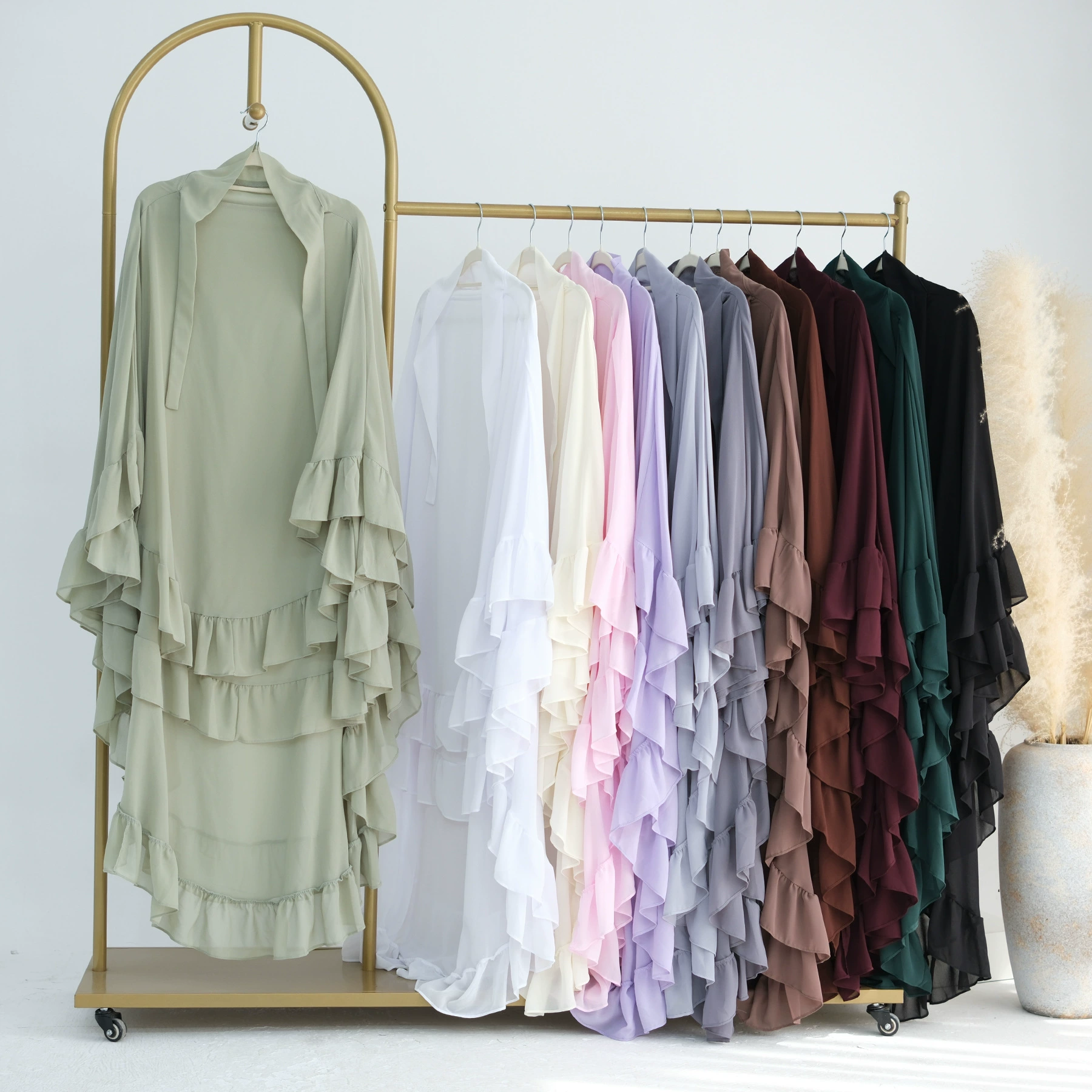 2024Loriya AliExpress Amazon двухслойный платок с рюшами большой платок ближневосточный сплошной платок HJ926