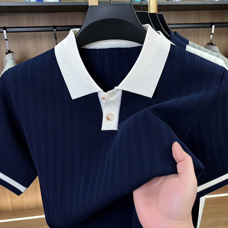 Men's Summer Short-Sleeve Polo Shirt, New Style, Linen, Thin, Breathable, Lyocell, Stretchy, Light Luxury Men's Summer Short-Sleeve Polo Shirt, New Style, Linen, Thin, Breathable, Lyocell, Stretchy, Light Luxury