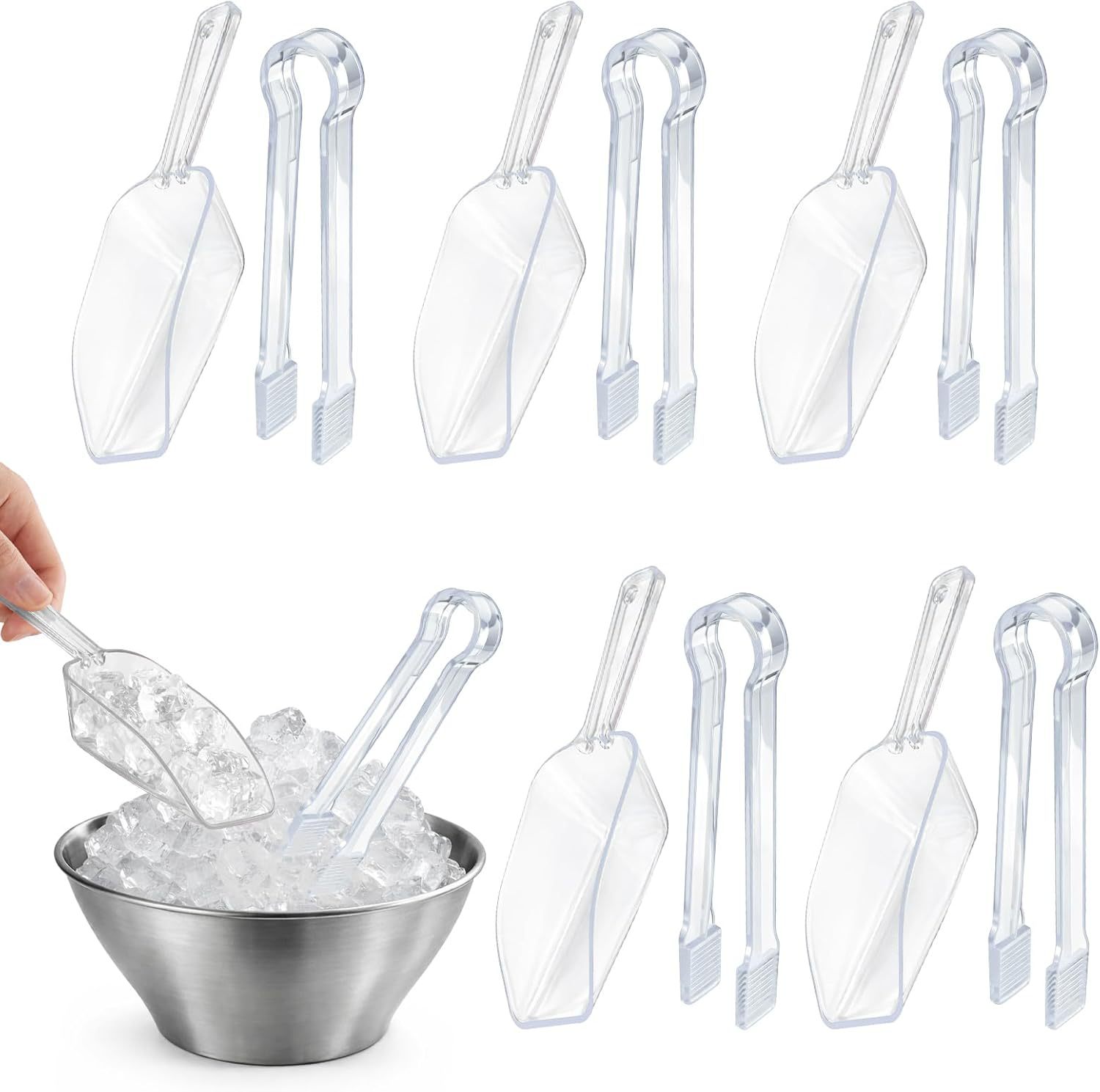 Clips de servicio de plástico mini alicates de cocina prácticos cucharas de cocina de plástico transparentes cucharas de hielo mini transparentes cucharas de buffet