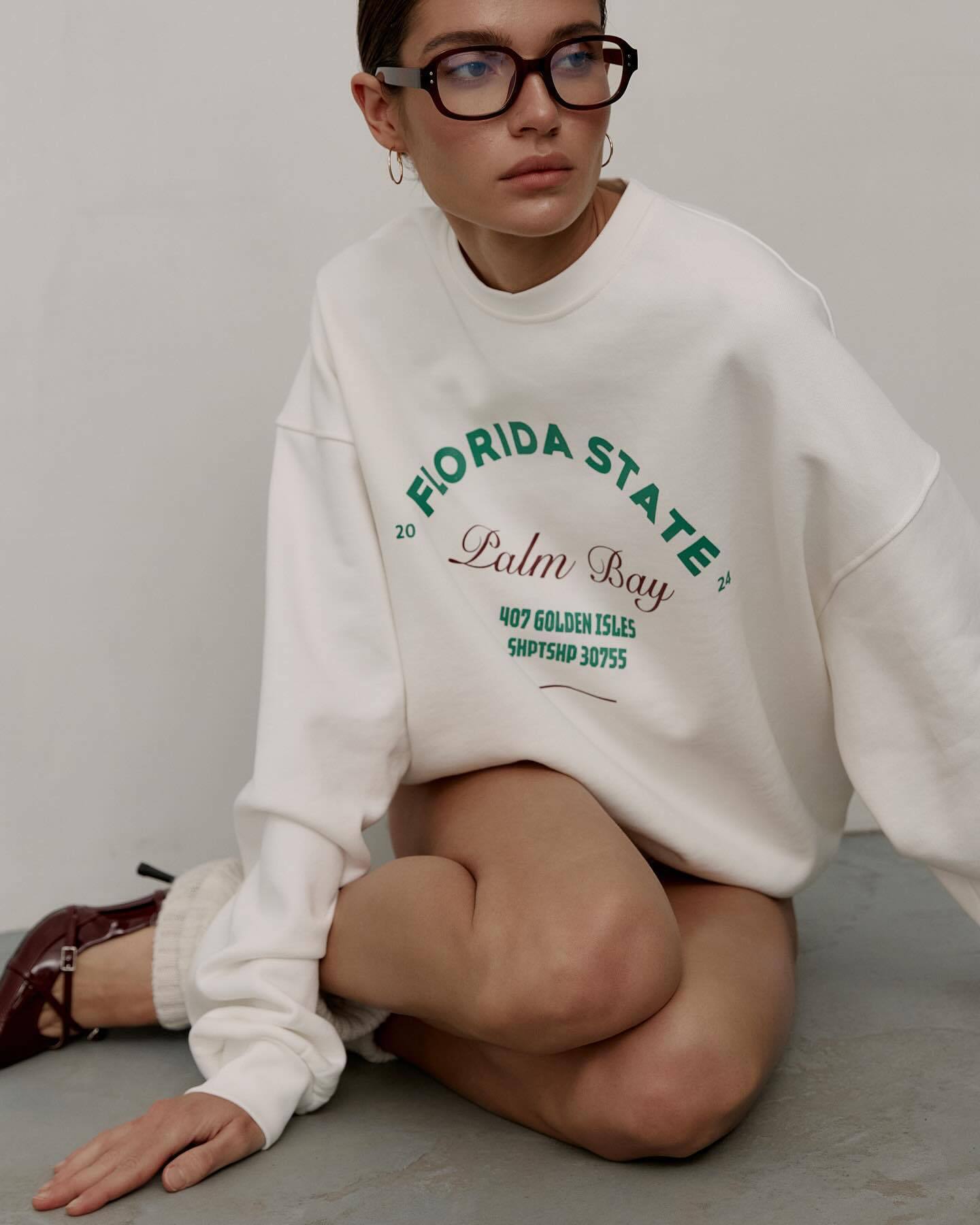 Felpa girocollo casual con stampa di lettere di base per donna, versatile e ampia, unisex, primaverile e autunnale_voghion.com