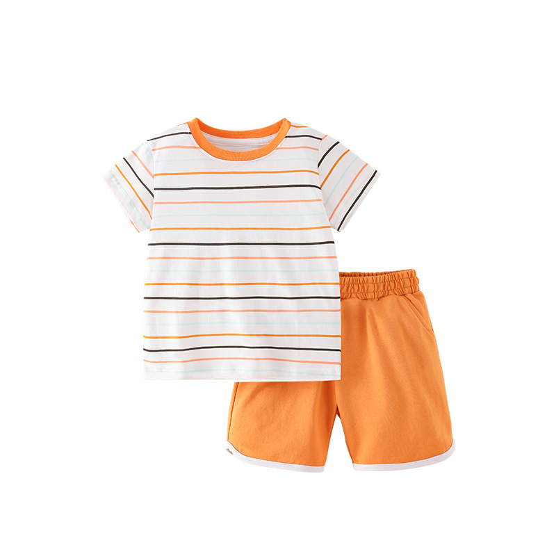 Malwee traje de dos piezas para niños verano nuevo estilo occidental europeo y americano de los niños a rayas Top casual sweatpants traje de los muchachos