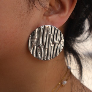 Korean Style Advanced Design Sense Irregular Round Earrings for Women Stainless Steel Elegant Simple All-match Trendy Light Luxury Earrings