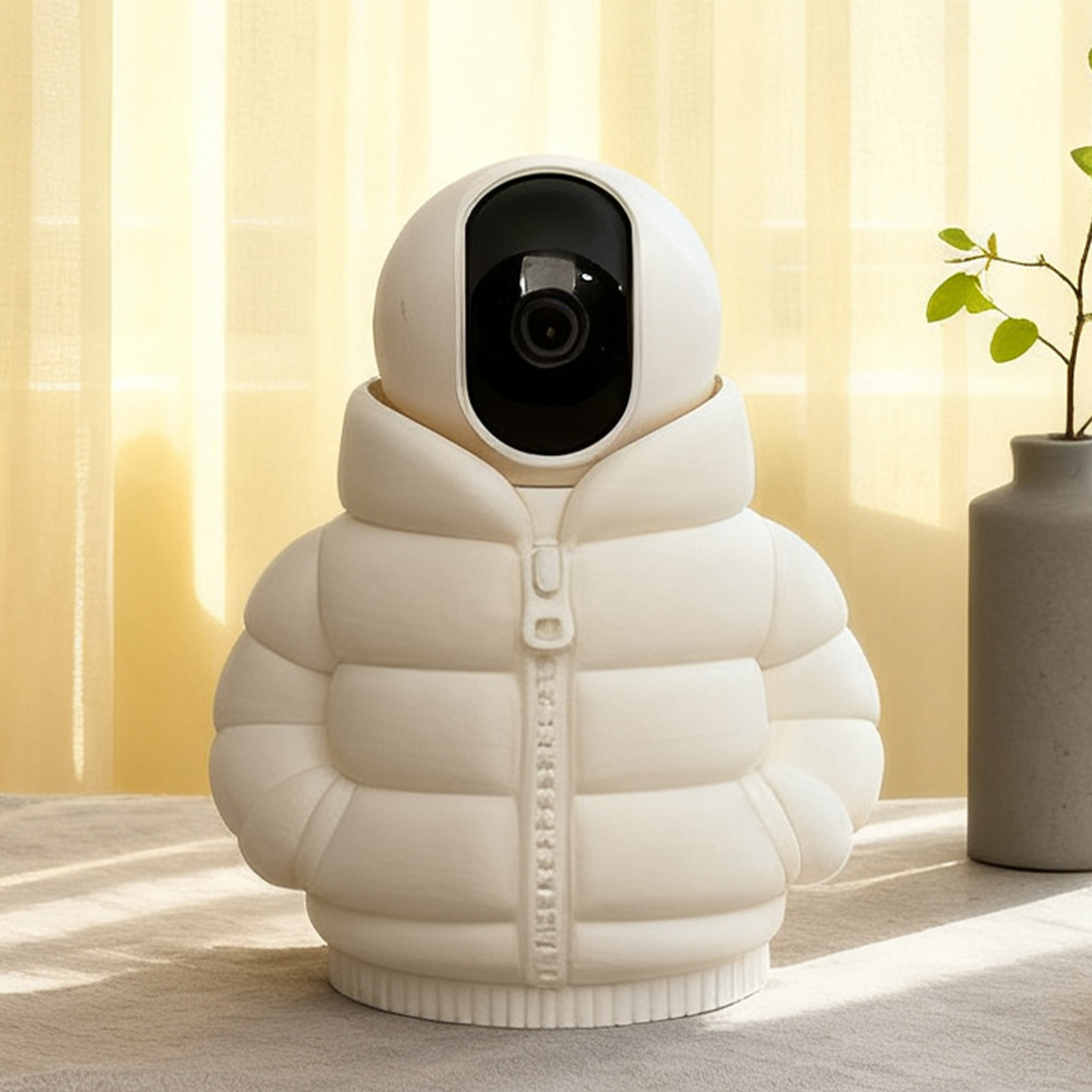 3D Printed down Jacket-Shaped Surveillance Camera Housing Protective Cover Decorative Creative Ornament Figurine Model Accessories