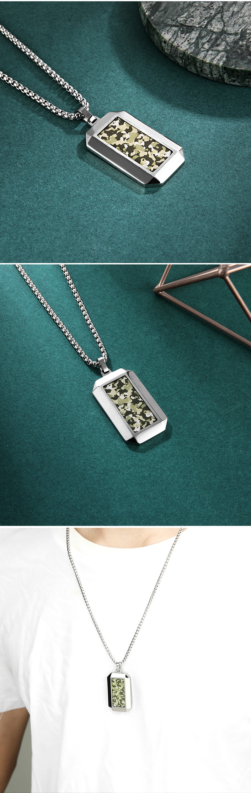 Geometric Vintage Style 304 Stainless Steel Pendant Necklace Wholesale display picture 2