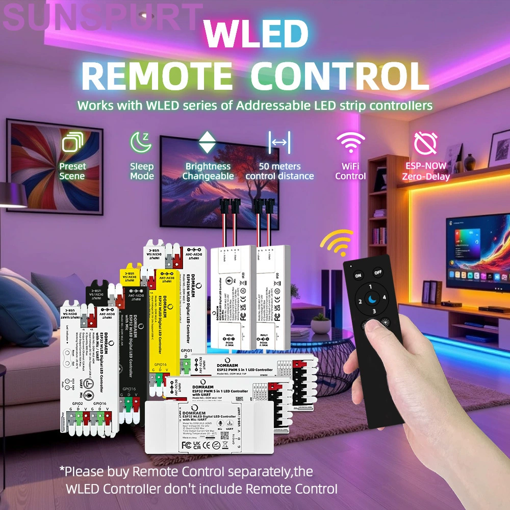 Контроллер светодиодной ленты WLED ESP32 с микрофоном, доступный по адресу, адресуемый SPI LED контроллер phantom