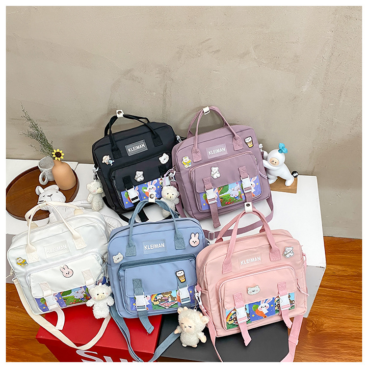 Book bag, handbag, canvas bag, large-capacity crossbody bag for girls, single-shoulder bag for primary school students, tutorial bag for classes, tutoring undefined