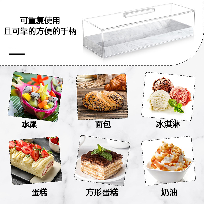 bandeja acrílica personalizada con cubierta de mármol textura rectangular estante de pastel multifuncional postre pastel Gabinete de exhibición image 5