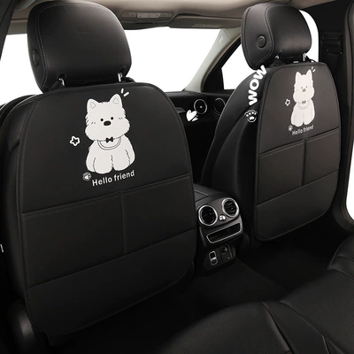 Puppy Lady Cute Cartoon Car Seat Back Anti-Kick Pad Car Seat Rear Anti-Fouling Pad with Storage Strap