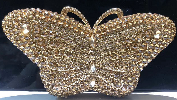 Bolsa de cena de mariposa con diamantes, caja dura hueca con diamantes llenos, bolsa de mano, bolso de fiesta, bolso de cristal, bolso de mujer