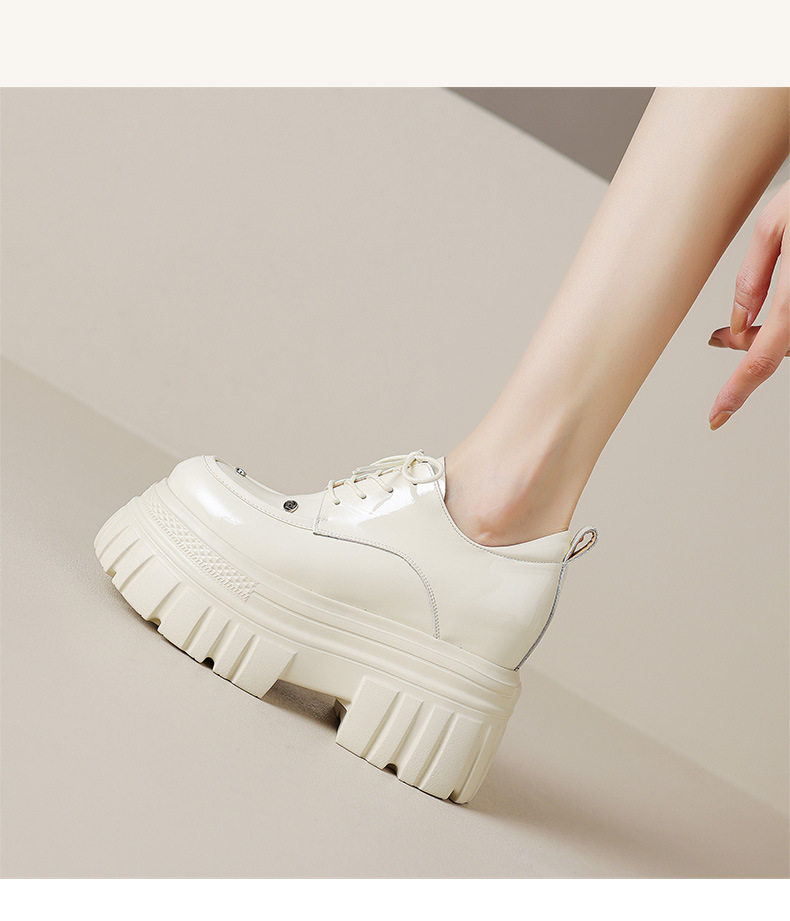 Giày loafer nữ đế xuồng dây buộc phong cách Anh quốc — màu đen chi tiết 11
