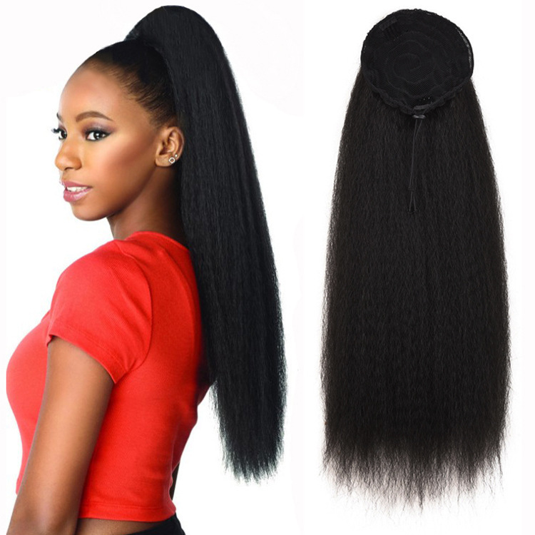 Transfronterizo de caballo Yaki Kinky Straight caballo natural esponjoso caballo alta peluca de fibra química