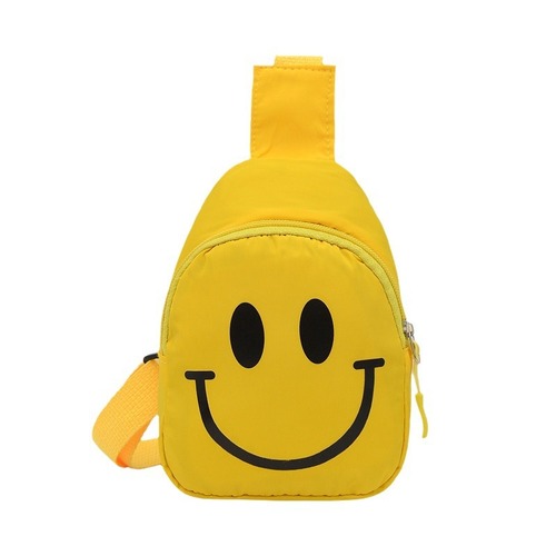 Children's Bags Smiley Face Crossbody Bag 2024 New Trendy Composite Fabric Chest Bag Kindergarten Baby Boys and Girls Backpack