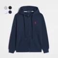Zip-up Hoodie Navy Red Logo