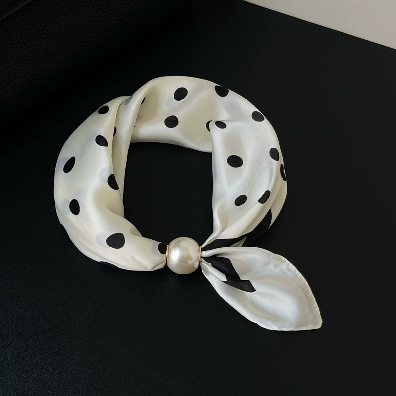 Французский легкий роскошный весенний летний маленький квадратный шарф жемчужное ожерелье магнитная пряжка ленивый шарф