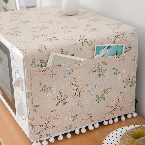 Yimanqi Yun Pastoral Cotton and Linen Fabric Microwave Oven Cover Flower Dust Cover Oven Cover Electric Oven Cover