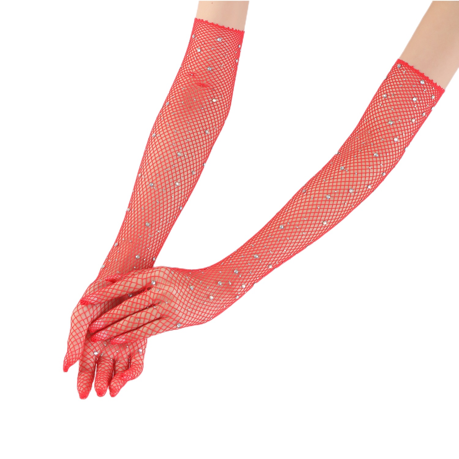 Guanti decorativi per la danza delle donne elastiche divertenti della rete da pesca sexy della discoteca della maglia del diamante caldo di nuova moda_voghion.com