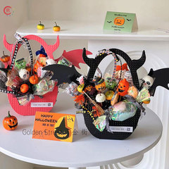 小怪獸摺疊手提花盒萬聖節鮮花創意包裝盒花束插花盒diy花藝包花