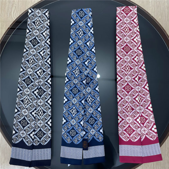 2021 Spring and Summer New Korean-style Double-sided Printed Small Scarf Tie Handbag Women's Hair Belt Women's Small Scarf Live