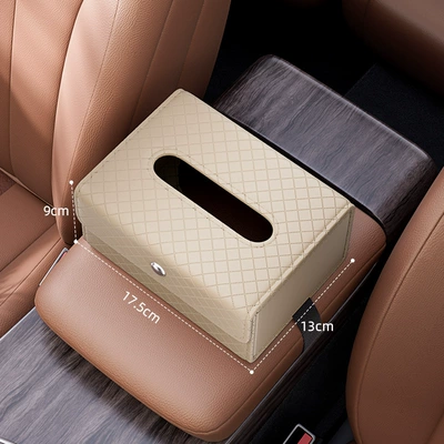 Car tissue box, hanging type, foldable Car tissue box/set - standard-3124-lamb-pattern-folding-tissue-box-beige
