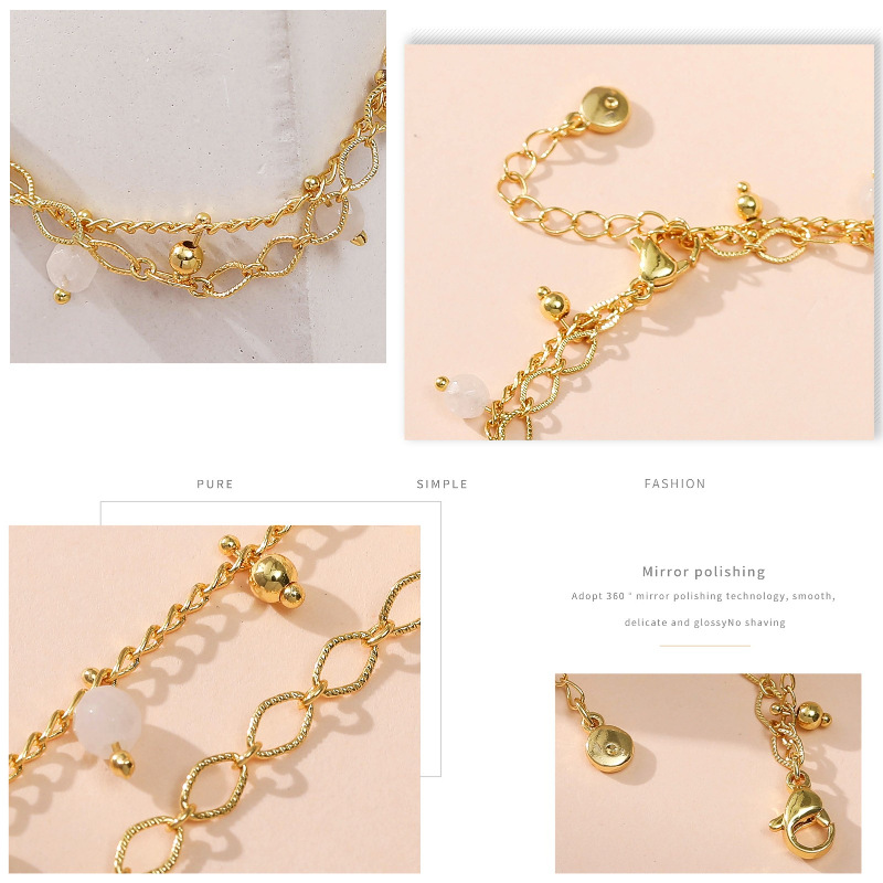 Neues 18k Echtes Gold Weißer Zirkon Mehrschichtiges Verstellbares Armband Großhandel Nihaojewelry display picture 10