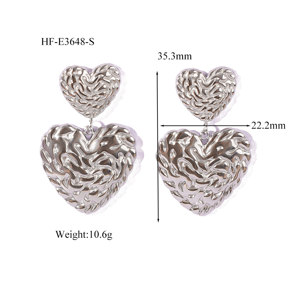 2025 nueva personalidad de moda diseño de nicho simple acero de titanio chapado en oro amor colgante pendiente joyería