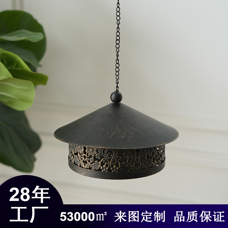 现货户外铁艺蚊香盒家用花园悬挂式创意熏香炉防风带盖蚊香盘托