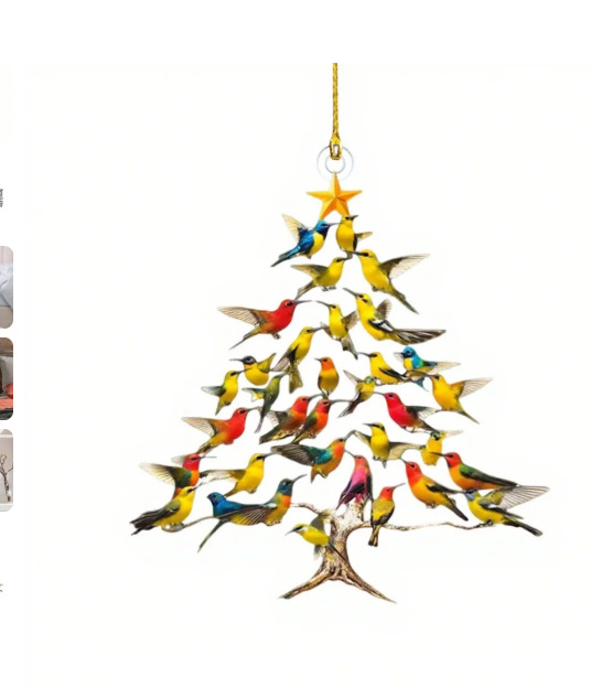 Nuevos productos transfronterizos de acrílico plano de simulación de pájaros colgante de decoración de Navidad árbol de Navidad colgante de decoración para el hogar image 12