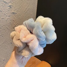 秋冬毛绒大肠发圈马卡龙发带可爱打结绒发绳头绳发饰兔毛材质