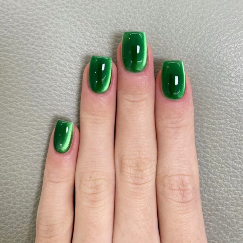 Little Red Book Emerald Green Cat's Eye Wear Armor Solid Color Phototherapy Nail Art Patch Temperament White 30 pieces nails Little Red Book Emerald Green Cat's Eye Wear Armor Solid Color Phototherapy Nail Art Patch Temperament White 30 pieces nails