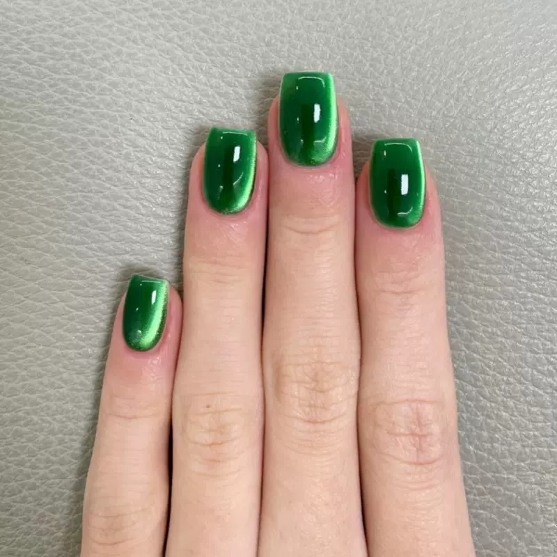 小红书翡翠绿色猫眼穿戴甲纯色光疗美甲贴片气质显白30片nails