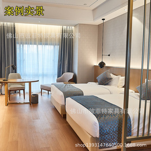 Customized Hotel Furniture Standard Room Complete Hotel Room Double King Bed Room Solid Wood Modern Simple Business Suite