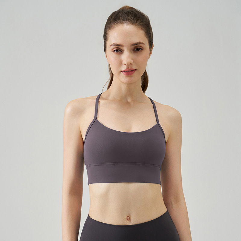 Nueva ropa interior deportiva desnuda, belleza sexy femenina, espalda delgada, correa para el hombro, ejercicio, sujetador de yoga estilo chaleco de fuerza media