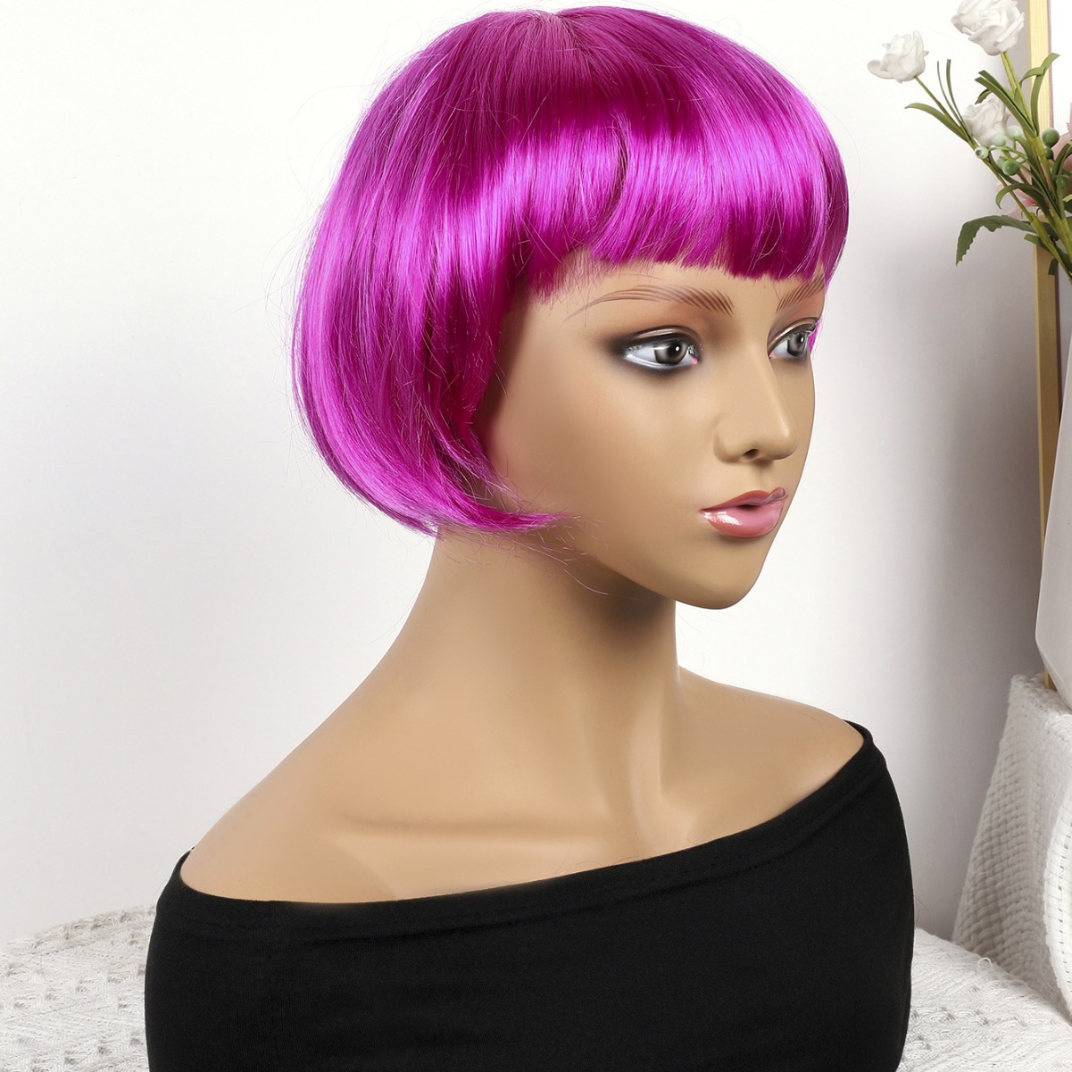 Fibra química al por mayor bob cabello pelucón mecánico pelucón cubierta de pelo