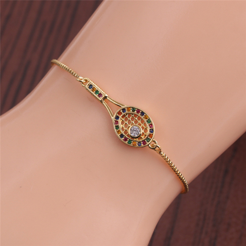 Fashion Color Zircon Tennis Racket Adjustable Bracelet display picture 10