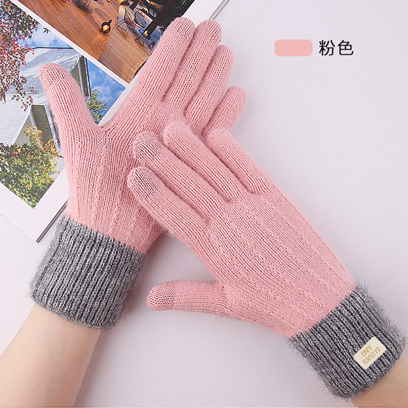 Guantes cálidos con pantalla táctil y diseño de pata de gato, seleccionados con cuidado, a bajo precio, para mujer, guantes de punto gruesos con forro polar para otoño e invierno, para protección contra el frío.