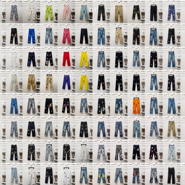 25Ss Trendy Brand Ch Correct Version Chrome Hearts Embroidered Jeans Casual Versatile Retro Colorful Cross Patch Leather 25Ss Trendy Brand Ch Correct Version Chrome Hearts Embroidered Jeans Casual Versatile Retro Colorful Cross Patch Leather