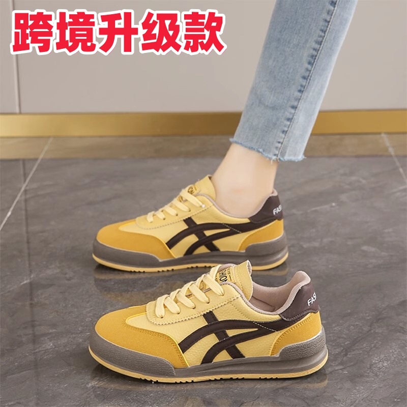 Cross-border German training shoes women's shoes 2025 spring student shock absorption lightweight running shoes non-slip soft bottom yellow sneaker