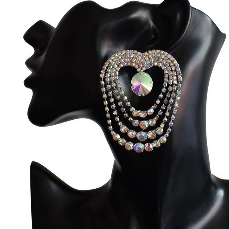 Exaggerated Round Copper Plating Inlay Rhinestones Drop Earrings 1 Pair