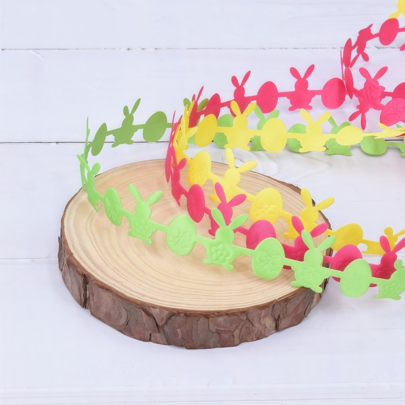 Nuevos productos transfronterizos de zanahoria de Pascua conejo huevo cinta de regalo embalaje material de arco primavera cinta