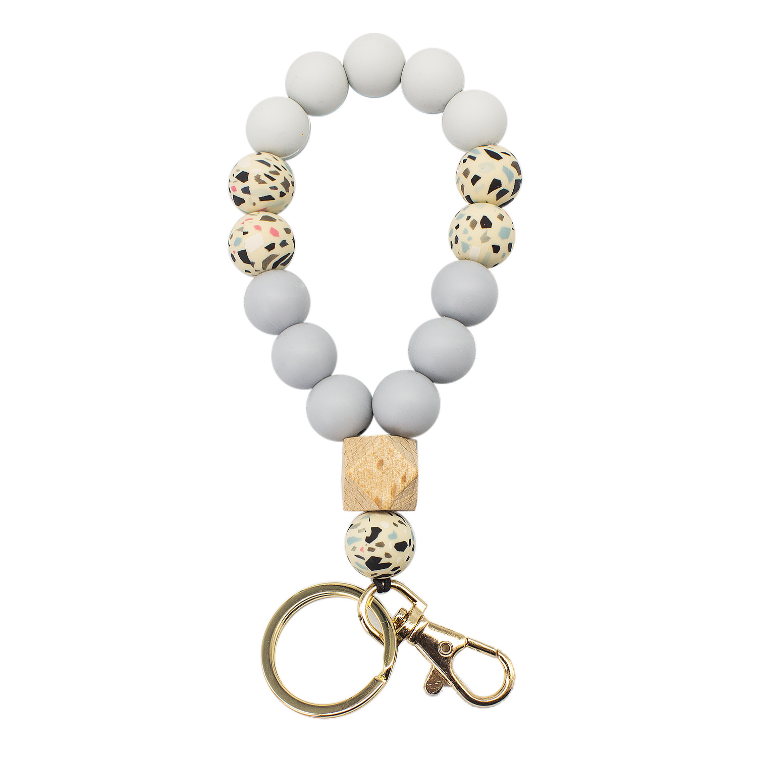Pulsera de cuentas de silicona de color europeo y americano llavero Amazon pulsera de cuentas de estampado de leopardo de alta calidad pulsera llavero