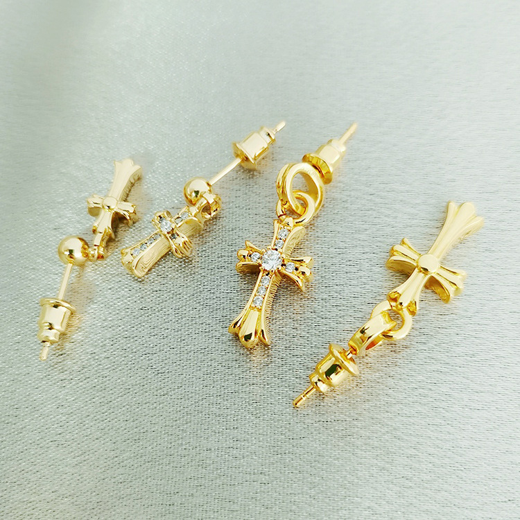 1 Paar IG-Stil Kreuzen Überzug Inlay Kupfer Künstliche Perlen Zirkon Ohrringe display picture 1