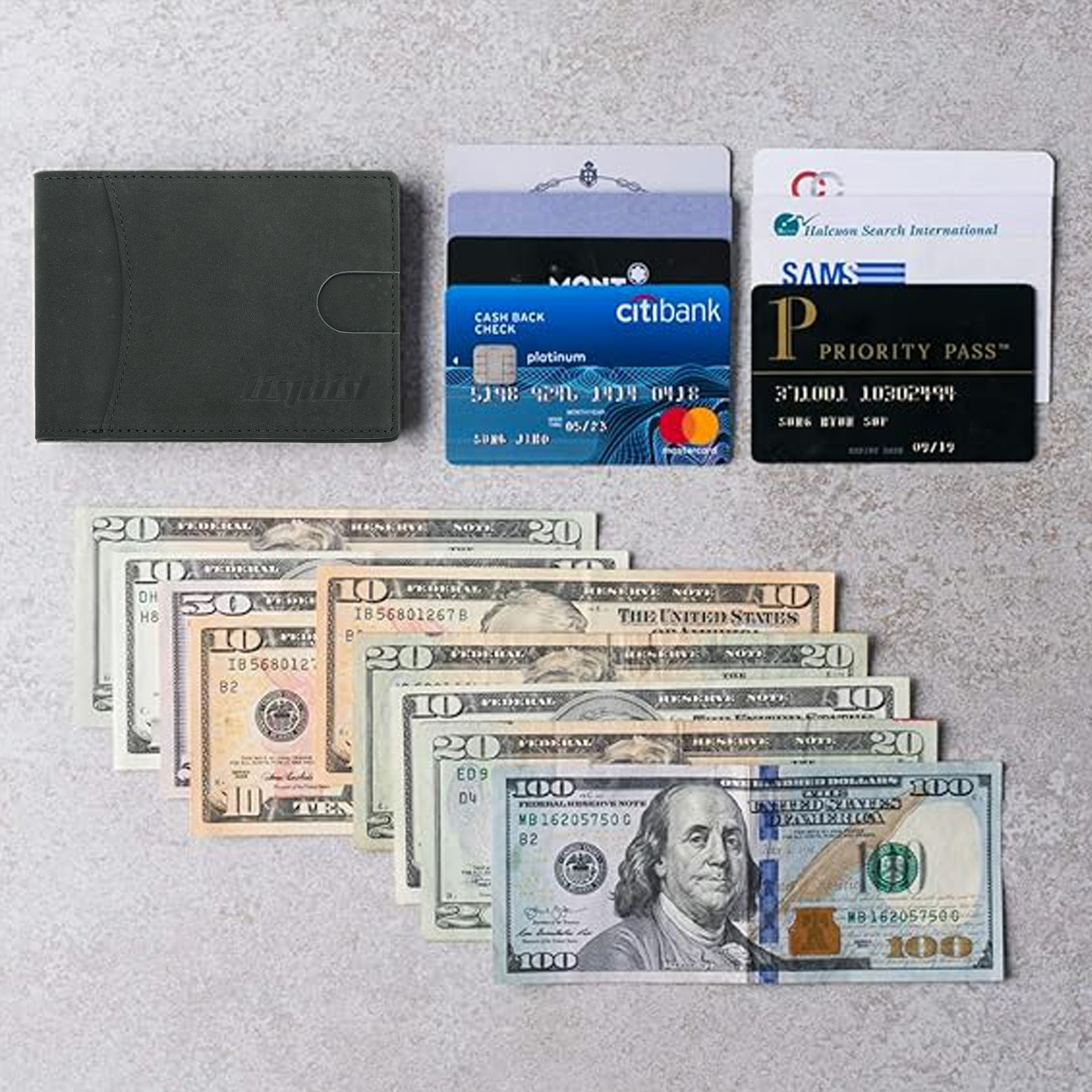 Personalizado Amazon RFID antirrobo cartera de cepillo para hombres corto multi-tarjeta cartera de cuero doble cartera plegable